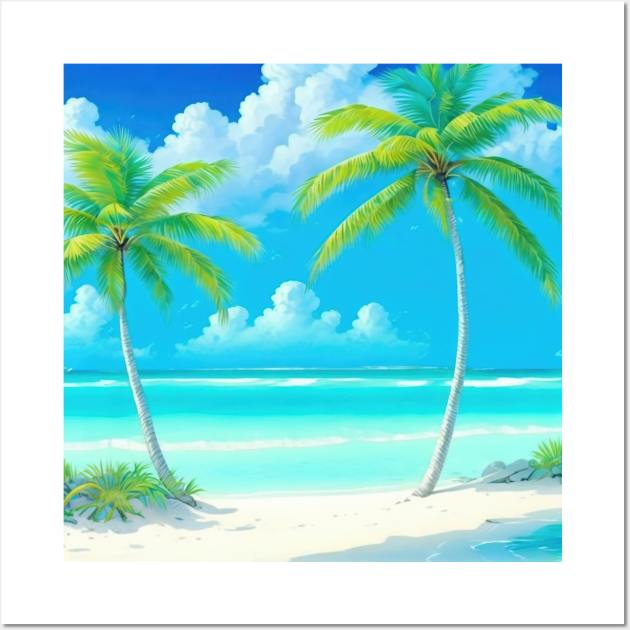 Paradise beach palm trees Wall Art by JapKo